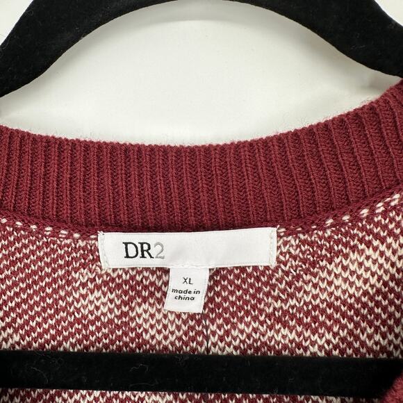 DR2 Red Floral Filigree Long Sleeve Cozy Feminine Long Sleeve Sweater Womens XL - Picture 7 of 8